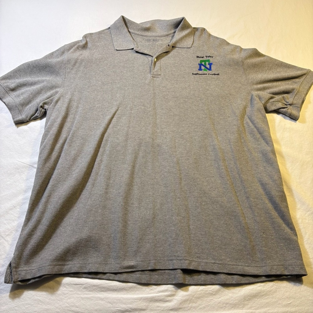 VTG Cherokee Brand Grey Polo‎ Shirt New Trier Football XXL Cotton